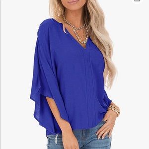 Two size L batwing blouses - blue and black